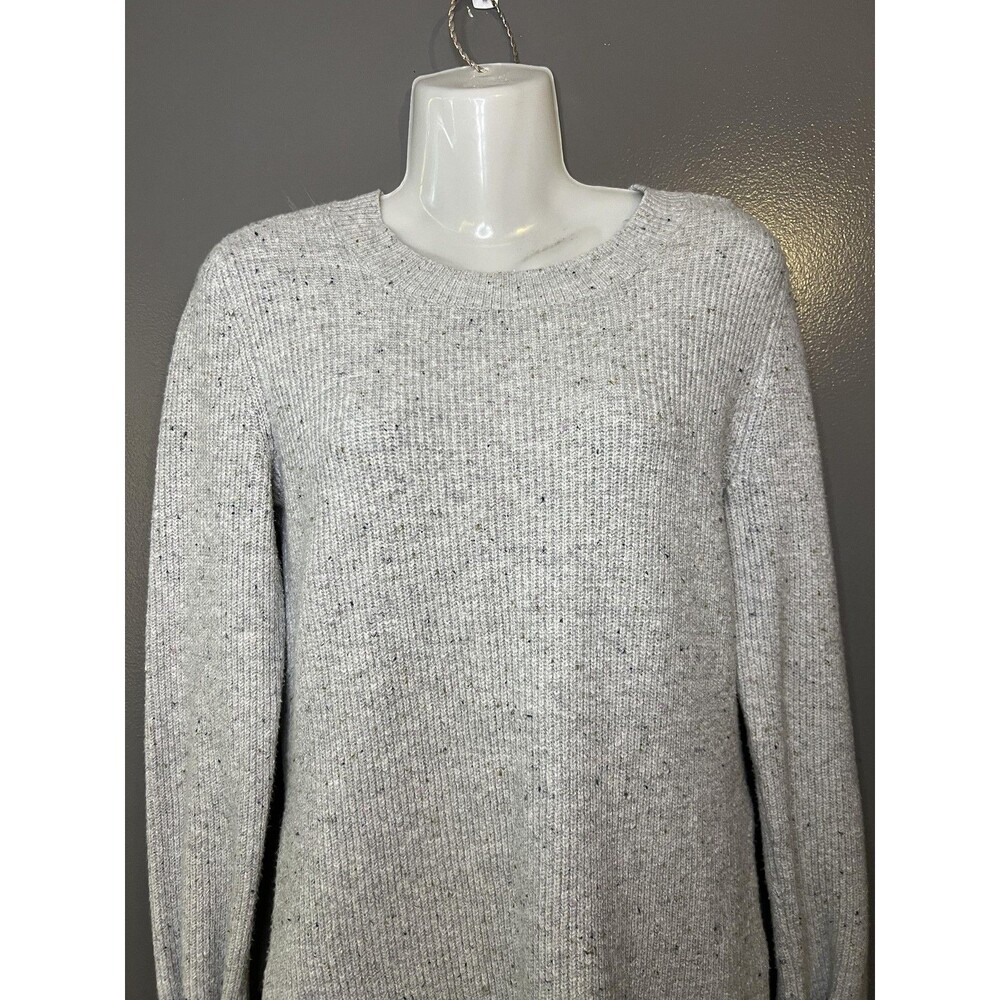 LOFT Sweater Dress Womens XS Gray Knit Long Sleeve Tie Cuff Short Casual Cozy